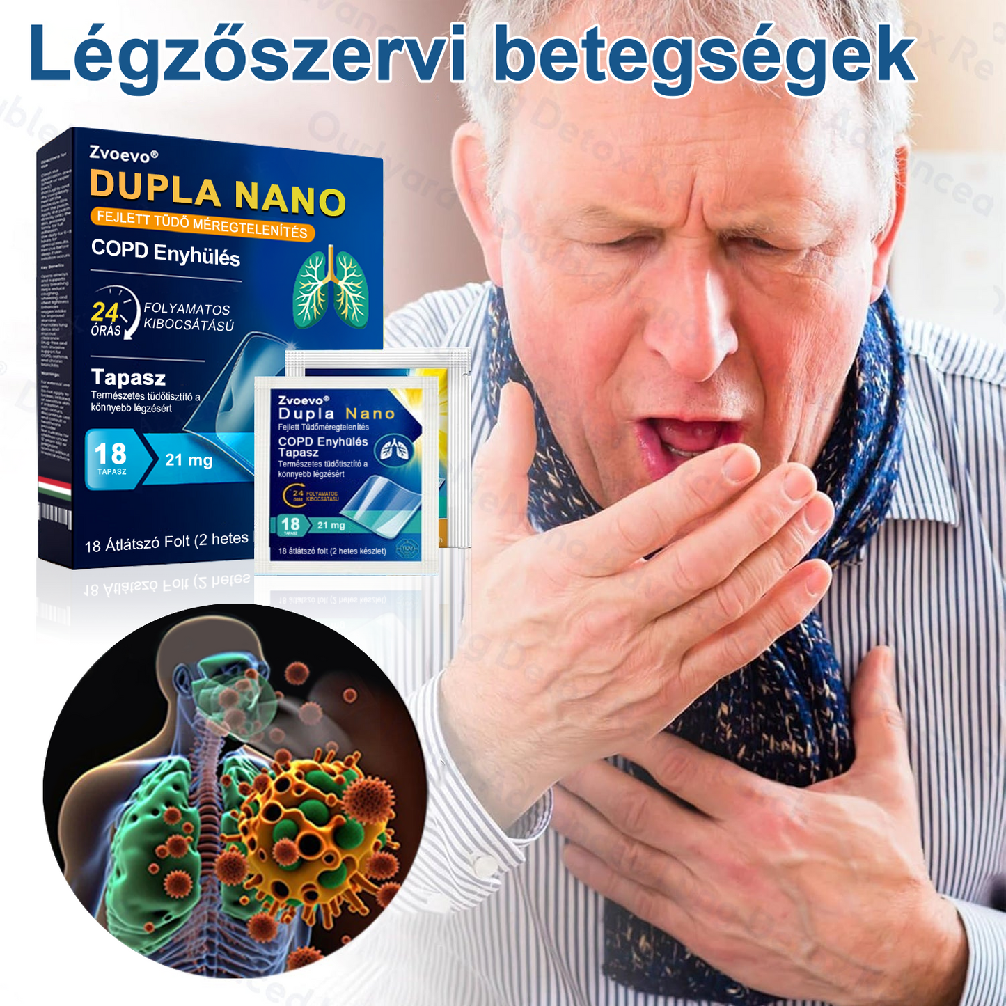 🛡️🛡️FDA Jóváhagyott | Zvoevo®  COPD Enyhítő Tapasz (💝 Köhögés, zihálás, légszomj, köpet, orrdugulás, hörghurut, allergiás tünetek, tüdő kényelmetlenség🫁)