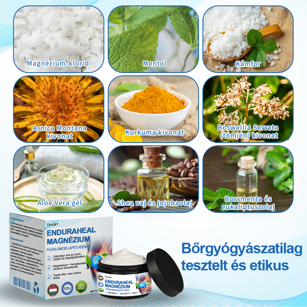 ✨ Timilk® – 🌿 Magnézium krém fájdalomcsillapításra 💪 (ízületi gyulladás, neuropátia, reuma, sportsérülések és egyebek) ✨