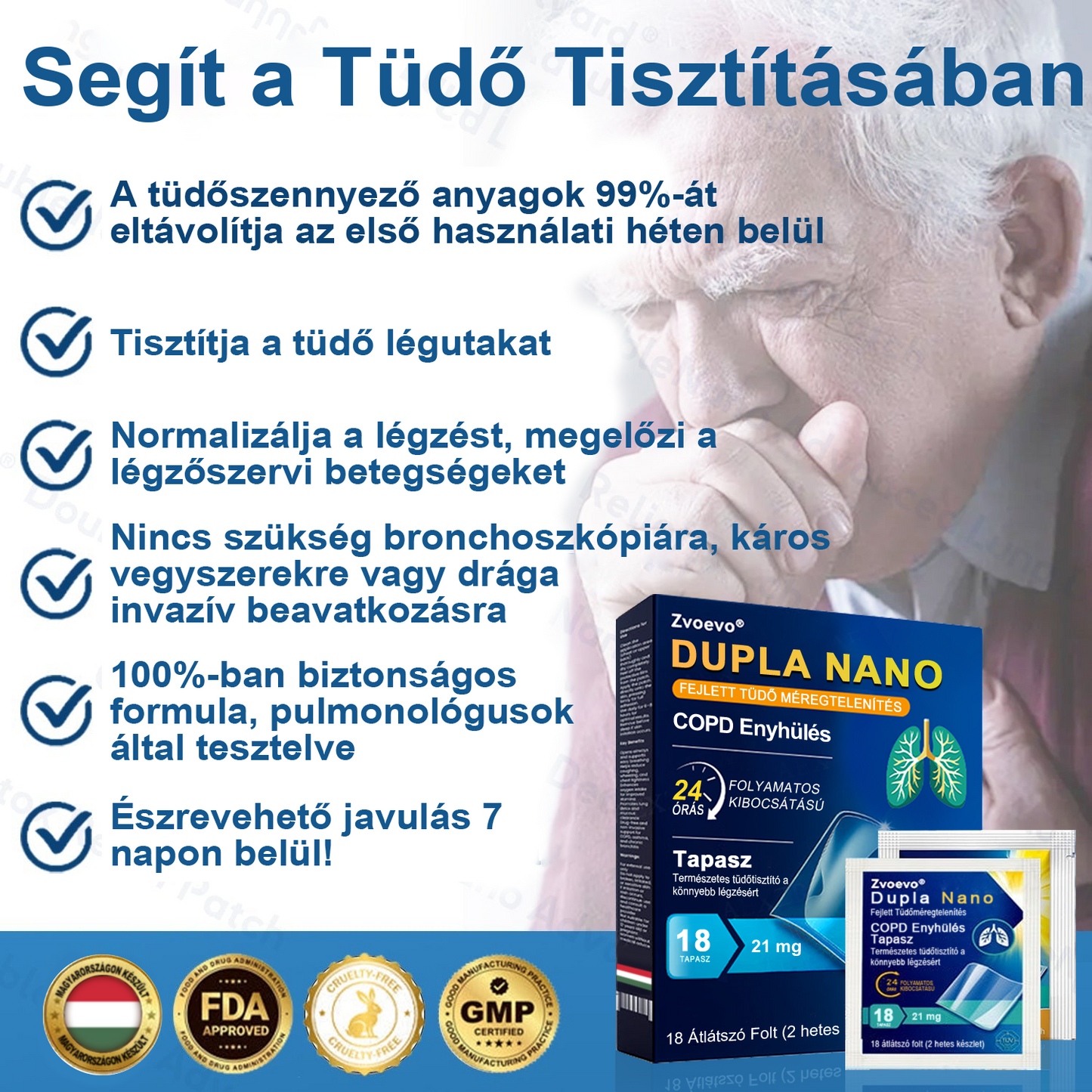 🛡️🛡️FDA Jóváhagyott | Zvoevo®  COPD Enyhítő Tapasz (💝 Köhögés, zihálás, légszomj, köpet, orrdugulás, hörghurut, allergiás tünetek, tüdő kényelmetlenség🫁)