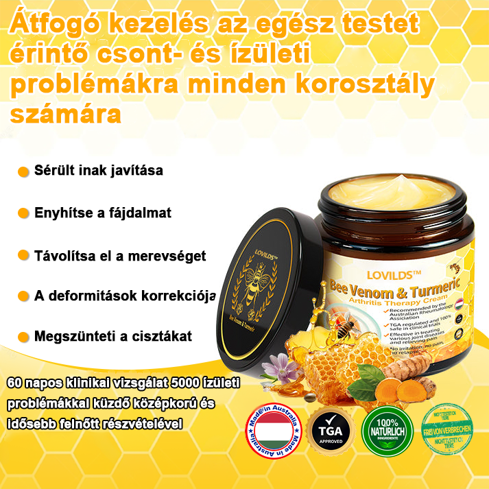 LOVILDS™ méhméreg és kurkuma ízületi gyulladás terápiás krém (👩🔬Ortopédiai betegségekre és ízületi fájdalmakra specializálódott👩🔬)