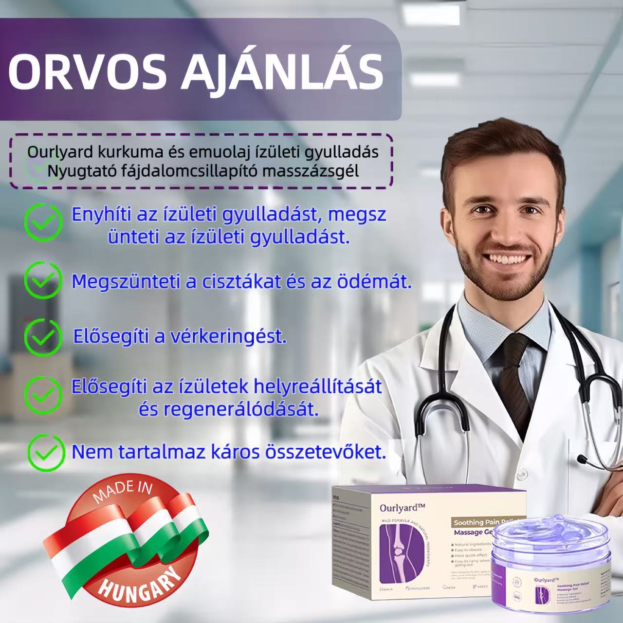 ✅Hivatalos üzlet: Ourlyard™ Kurkuma és Emu Olajos Ízületi fájdalomcsillapító masszázs gél 👨⚕️Magyar Osteopata Szövetség (MOSZ) által jóváhagyott