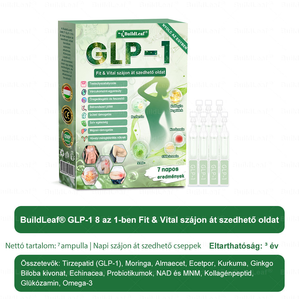 BuildLeaf®🥇 GLP-1 8-az-1-ben Fit &amp; Vital Orális Oldat (Csak napi egyszer, látható változások 7 nap alatt)  Elhízásra, szív- és érrendszeri egészségre, cukorbetegségre, alvási apnoéra, emésztőrendszeri egészségre, ízületi problémákra és még sok másra