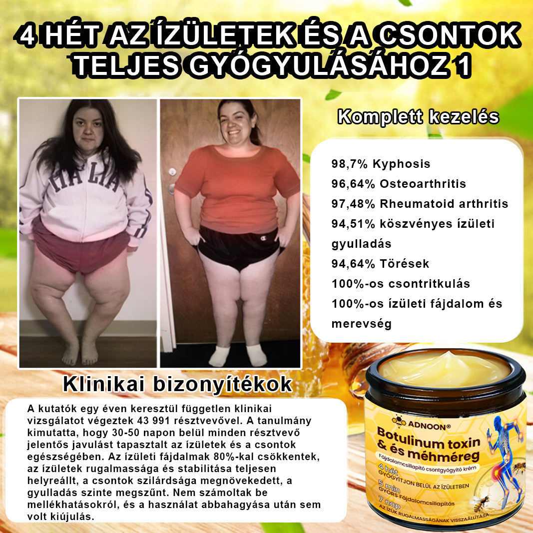 ADNOON® Botulinum Toxin & Méhméreg Fájdalomcsillapító Csontgyógyító Krém⭐👨‍⚕️A Magyar Ortopéd Társaság (MOT) Által Jóváhagyva